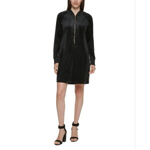 NEW Calvin Klein Black Dress | Velour Zip-Up | Size L | NWT